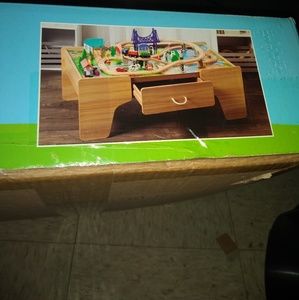 Train set play table with storage drawer